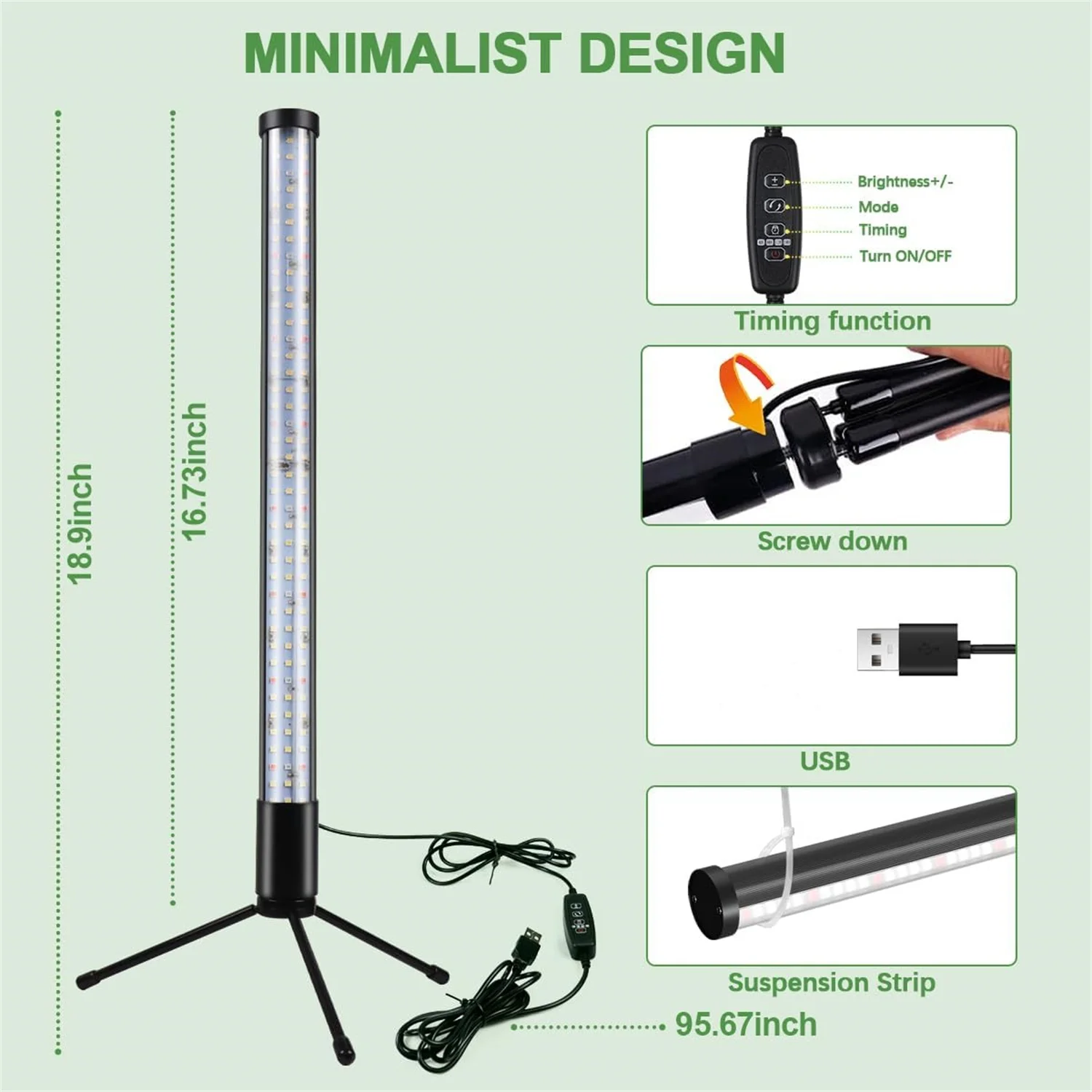 T10 LED Grow Light Tube Full Spectrum Plant Lamp Adjustable Dimmable Growing Lamp Hydroponics With Timer Indoor Plants Light