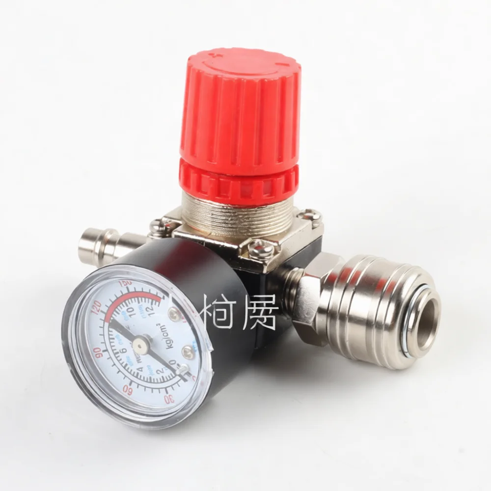 German Standard Square Iron Pressure Regulator Valve 120PSI Gauge Switch Air Compressor Pneumatic Tool Accessory