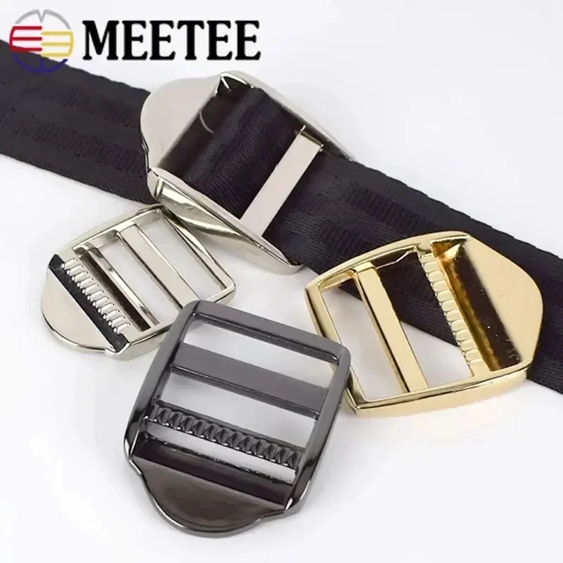 2/4Pcs Meetee 20/25/31/38mm Metal Backpack Adjust Buckle Clothing Webbbing Slider Tri-Glide Clasp Bag Strap Belt Decor Hook Ring