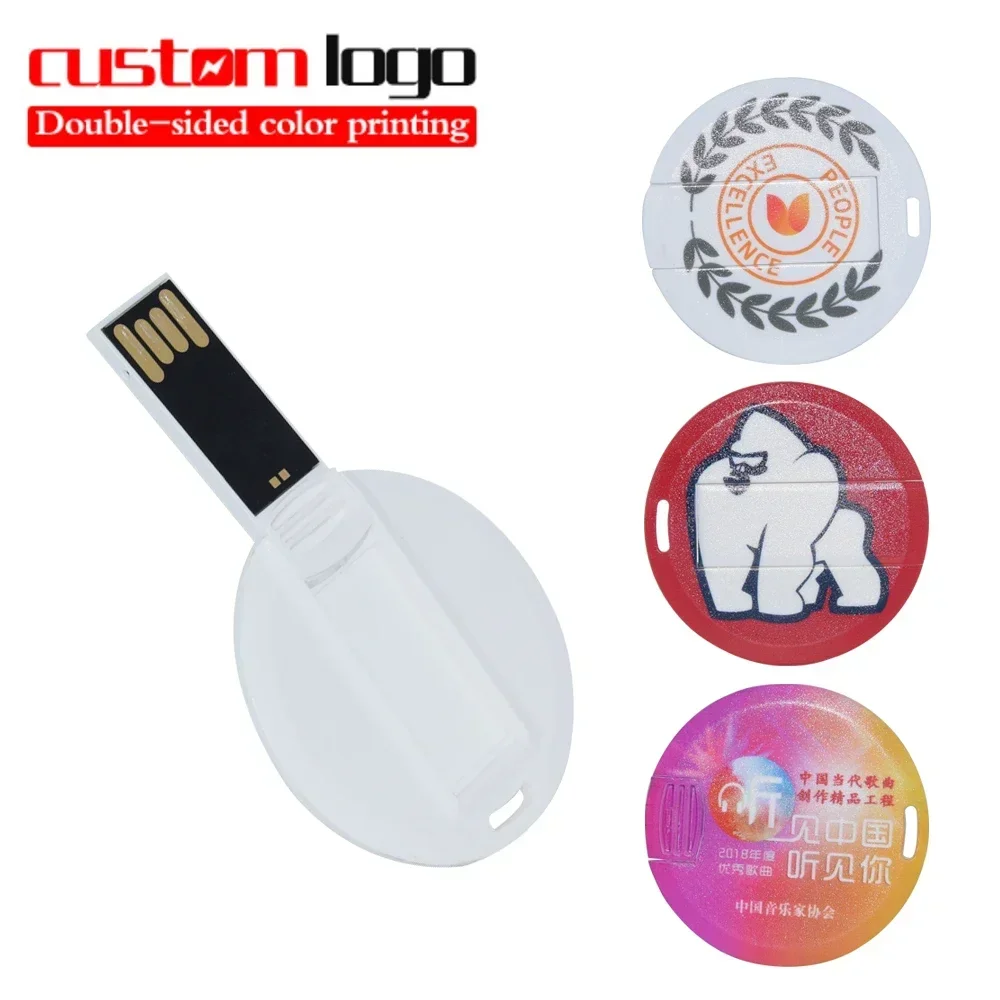 10PCS/LOT USB Business Card Flash Drive 8gb 16gb Coin Mini Round Shaped USB Flash Drive with Logo Printing For Company Gifts