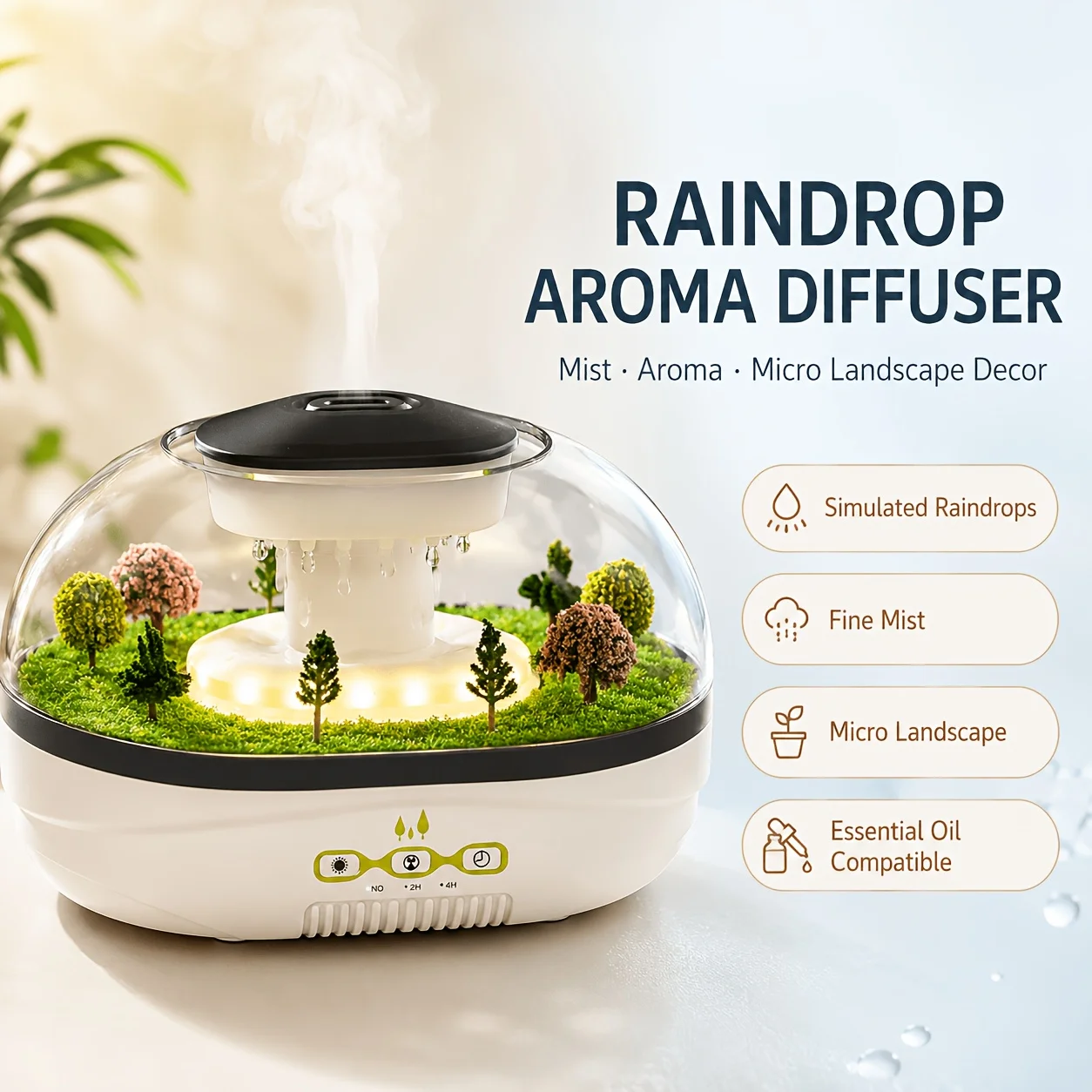 Micro-Landscape Raindrop Aroma Diffuser,Landscape Indoor Decoration, Air Humidifier for Bedroom,Office,Yoga, Desktop Decoration