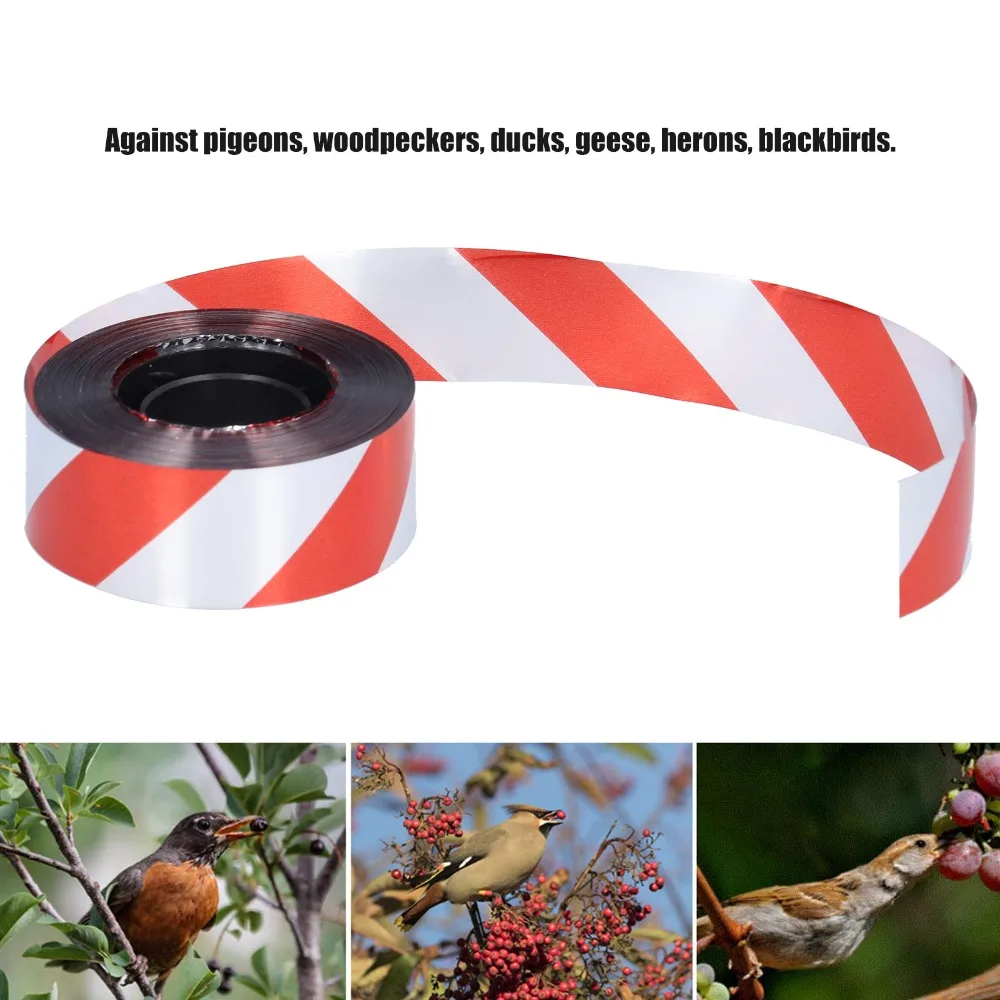 10PCS Durable PET Bird Deterrent Tape Red Silver Color Spiral Bird Scare Tape Dual Sided Double Sided Garden Tool