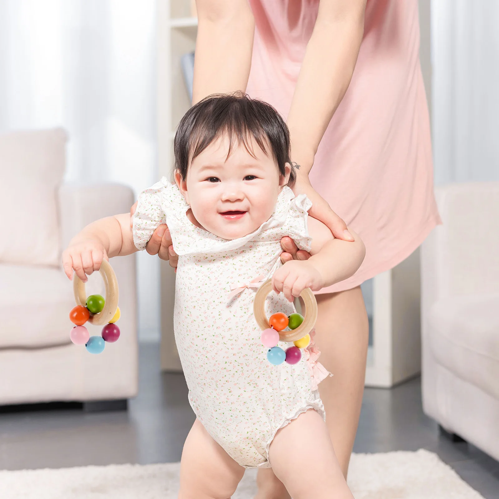 2 pezzi anello per bambini Shaker afferrare agitare sensoriale lenitivo a mano sonaglio frizione attività prima educazione sviluppo campanelle a mano per bambini