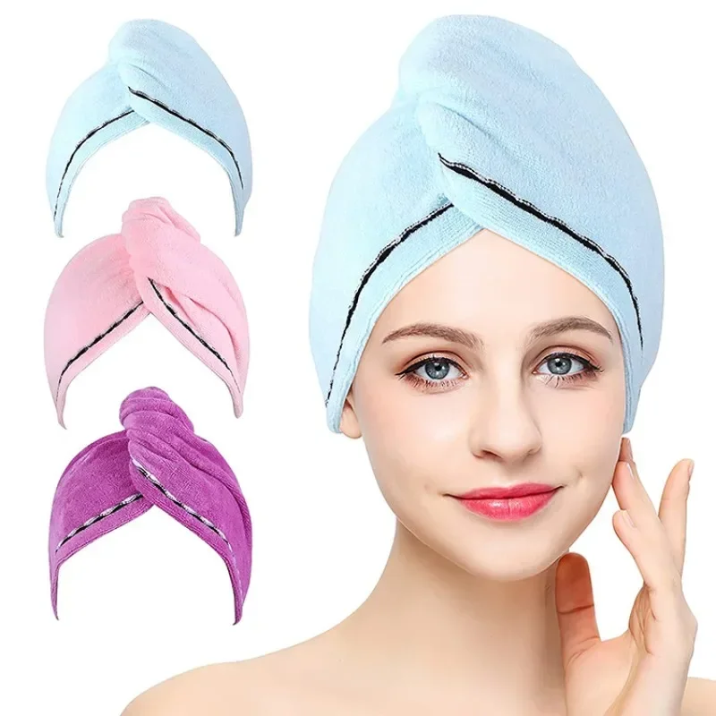 1pc Towel Dry Hair Cap Microfiber Hair Drying Wrap Strong Water Absorbent Thicken Triangle Shower Hat Quick-drying Shower Cap