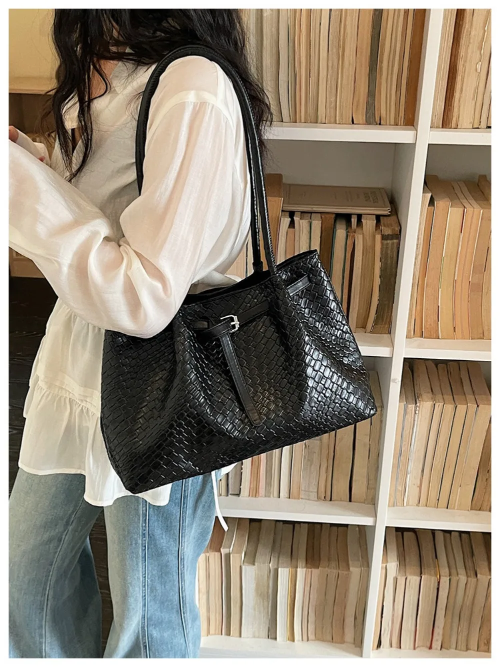Schultertasche aus PU-Leder, elegante Retro-Handtasche mit großem Fassungsvermögen, erhältlich in 4 Farben, Einkaufstasche für den Arbeitsweg, Schule/Reisen/Arbeit – Detail 19