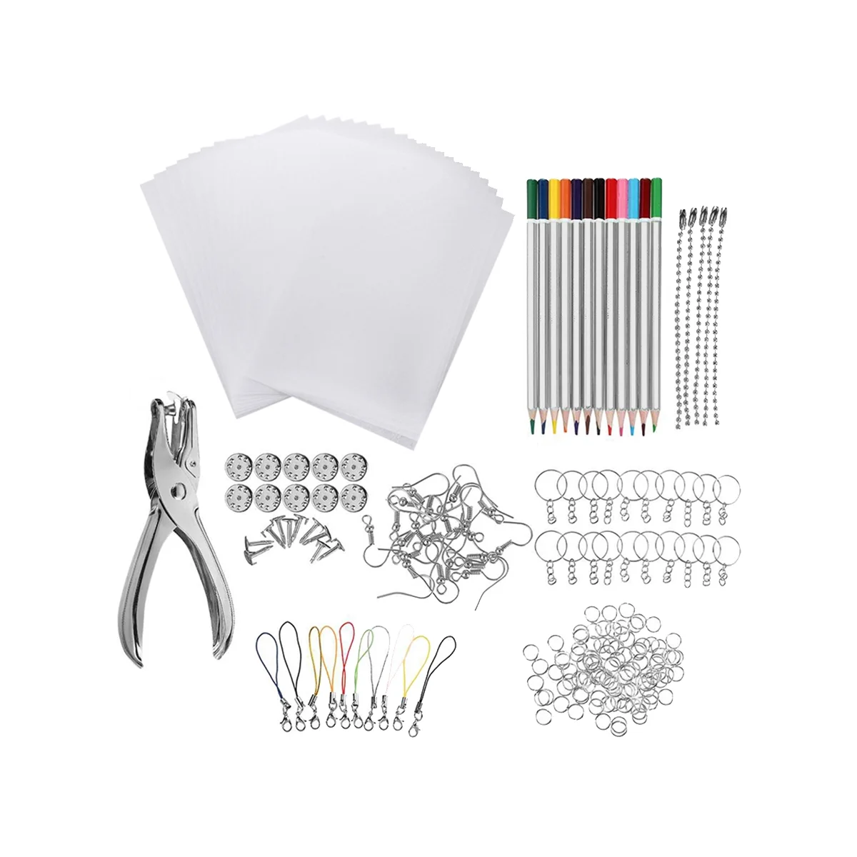 Shrinky Art Paper Heat Shrink Sheet Plastic Kit Hole Punch Keychains Pencils DIY Color Lead Manual Heat Shrink Sheet