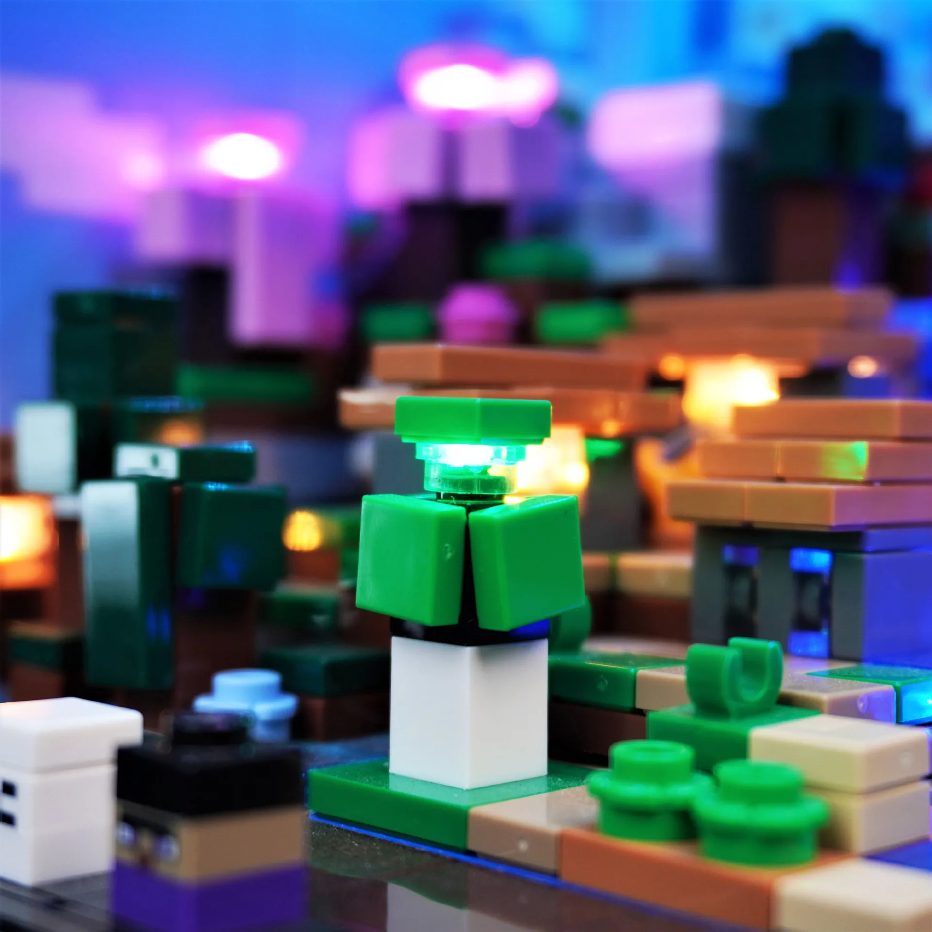 مجموعة إضاءة LED مناسبة لطاولة الصياغة LEGO Minecraft 21265 لا تشمل كتلة البناء
