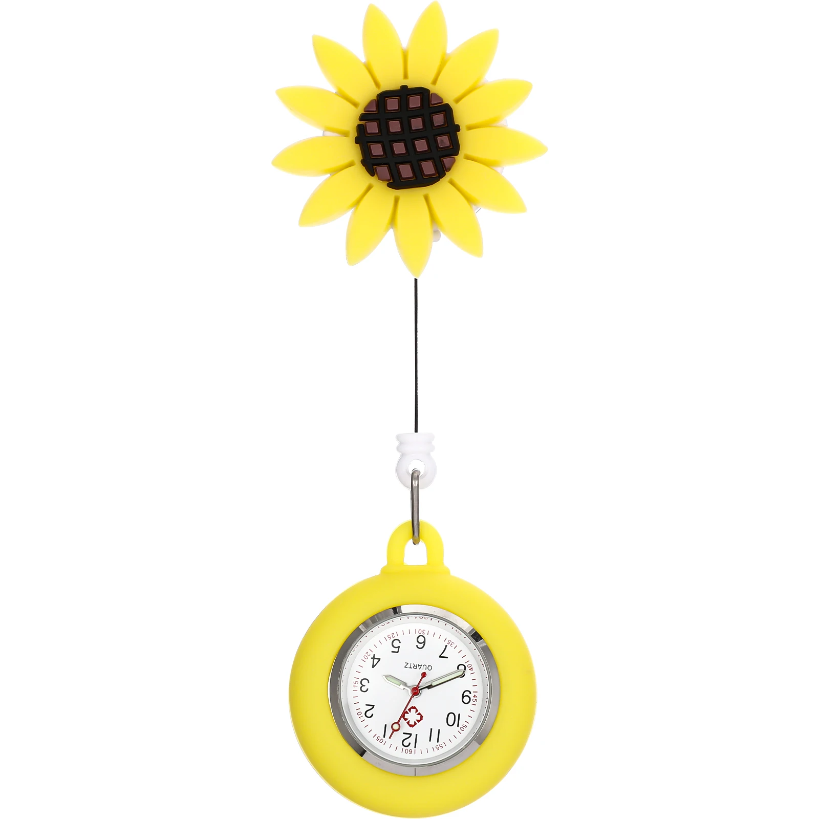 

1pc Nurses Fob Hanging Pocket Watch With Buckle Durable Colored Sunflower Design Portable Nurse Chest Watch For Women Decorative