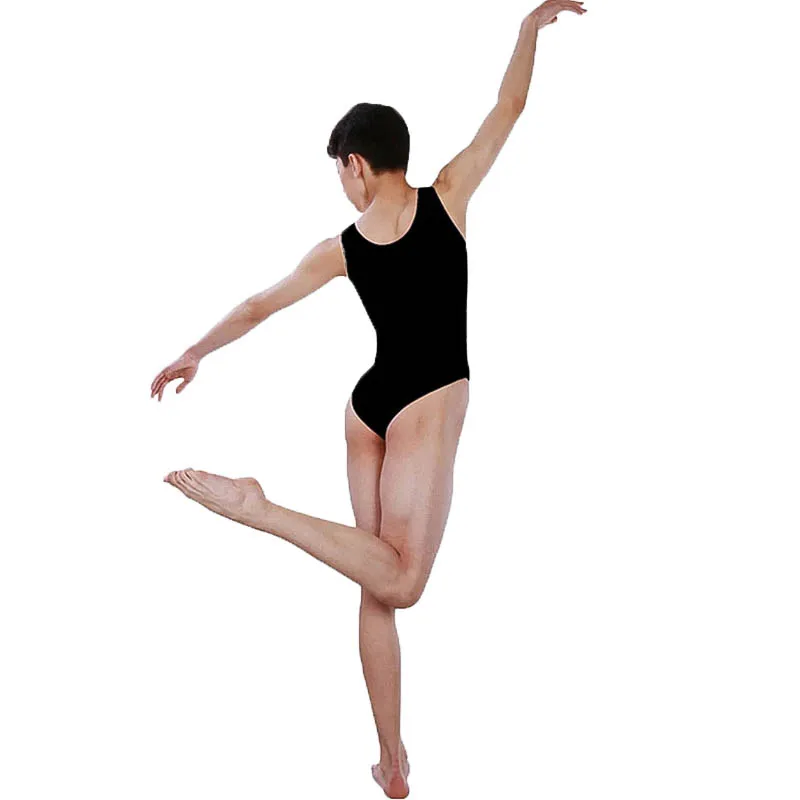 Speerise Mannen Bodysuit Zwart Ballet Mouwloos Turnpakje Hals Nylon Dancewear Sportkleding Gymnastiek Turnpakje Voor Gym Workout