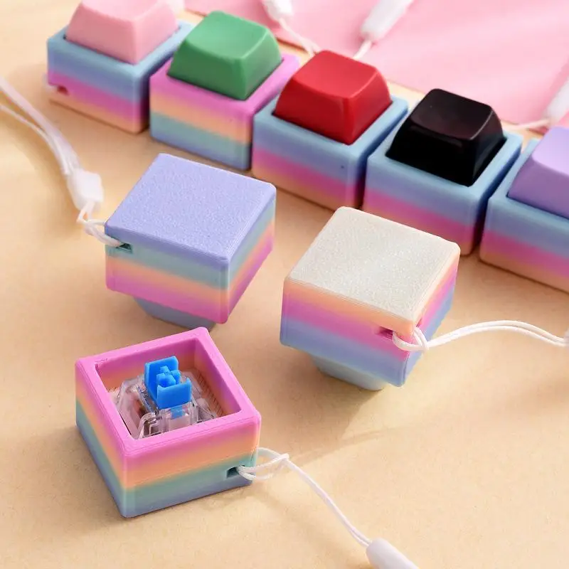 Lebendige Farben, Tastatur-Tasten als Fidget-Spielzeug, angenehmes taktiles Feedback, tragbares Schlüsselband zur Stressbewältigung, ideal für Büro, Schule und den täglichen Gebrauch. – Detail 5