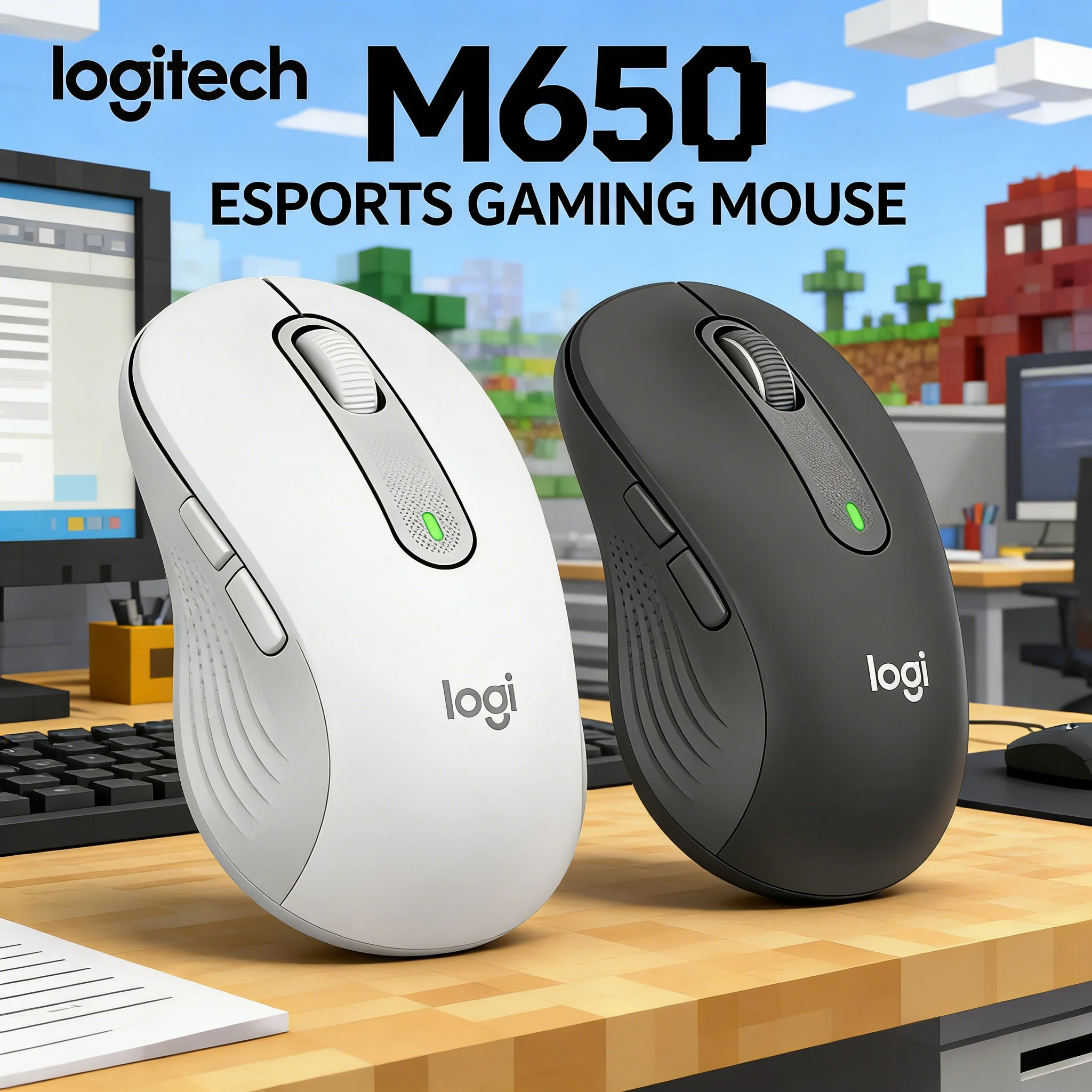

Logitech M650 Wireless Ergonomic Mouse with Soft Thumb Rest Dual Connectivity Office Home Use 90% Quieter Clicks 24-Month