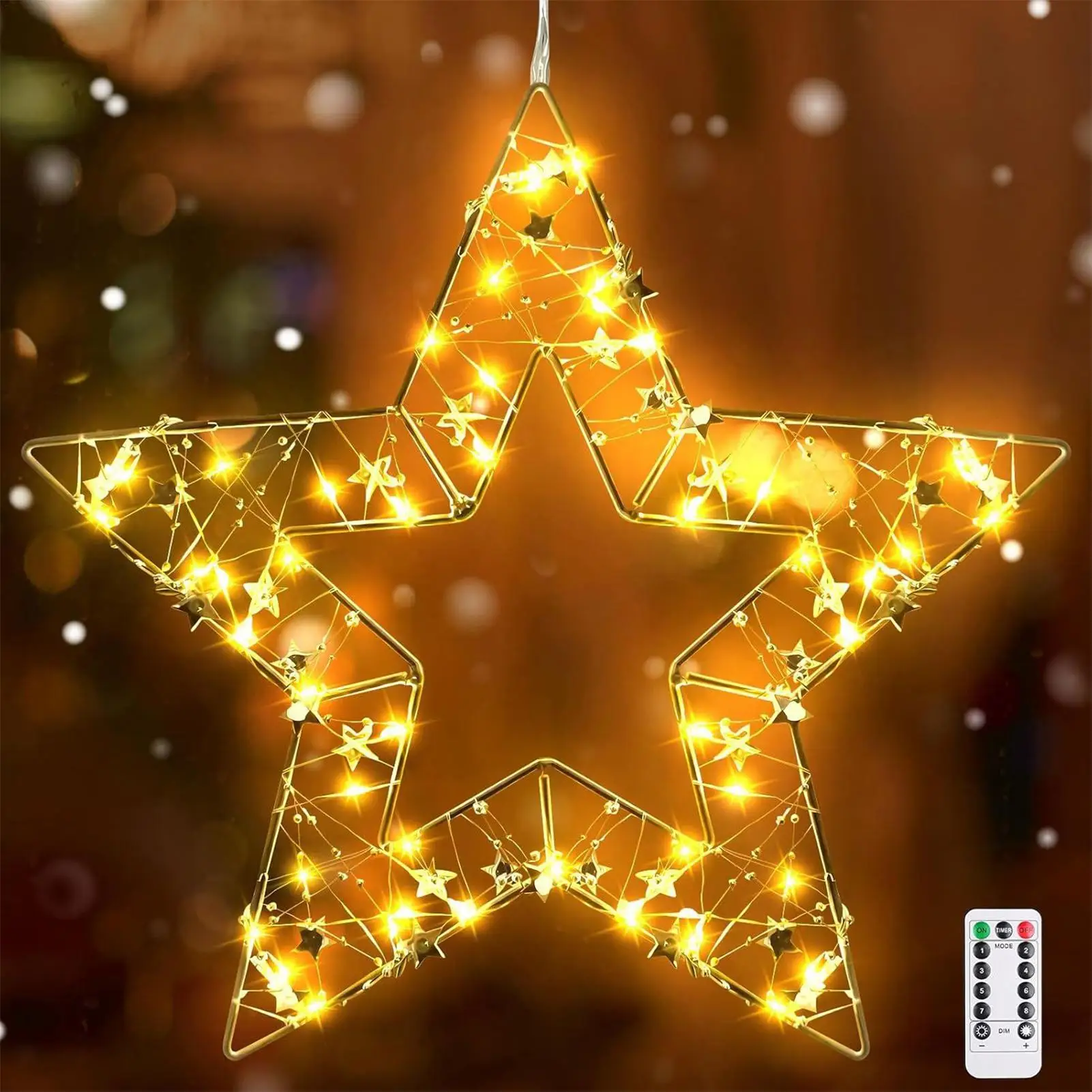 Christmas Lights For Window 8 Modes Holiday Decorations LED Christmas Star Light With Timer For Home Living Room Front Door