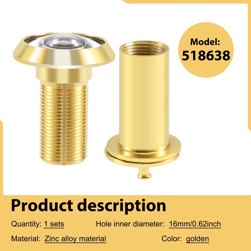 A74E-200 derajat ditarik 36-58mm keamanan pintu Viewer lubang intip Spyhole + penutup, emas