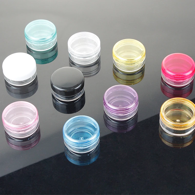 70/105pcs 3g 3ml Vazio Plástico Cosméticos Maquiagem Jar Pots Garrafas de Amostra Transparente Sombra Creme Lip Balm Container com Cap