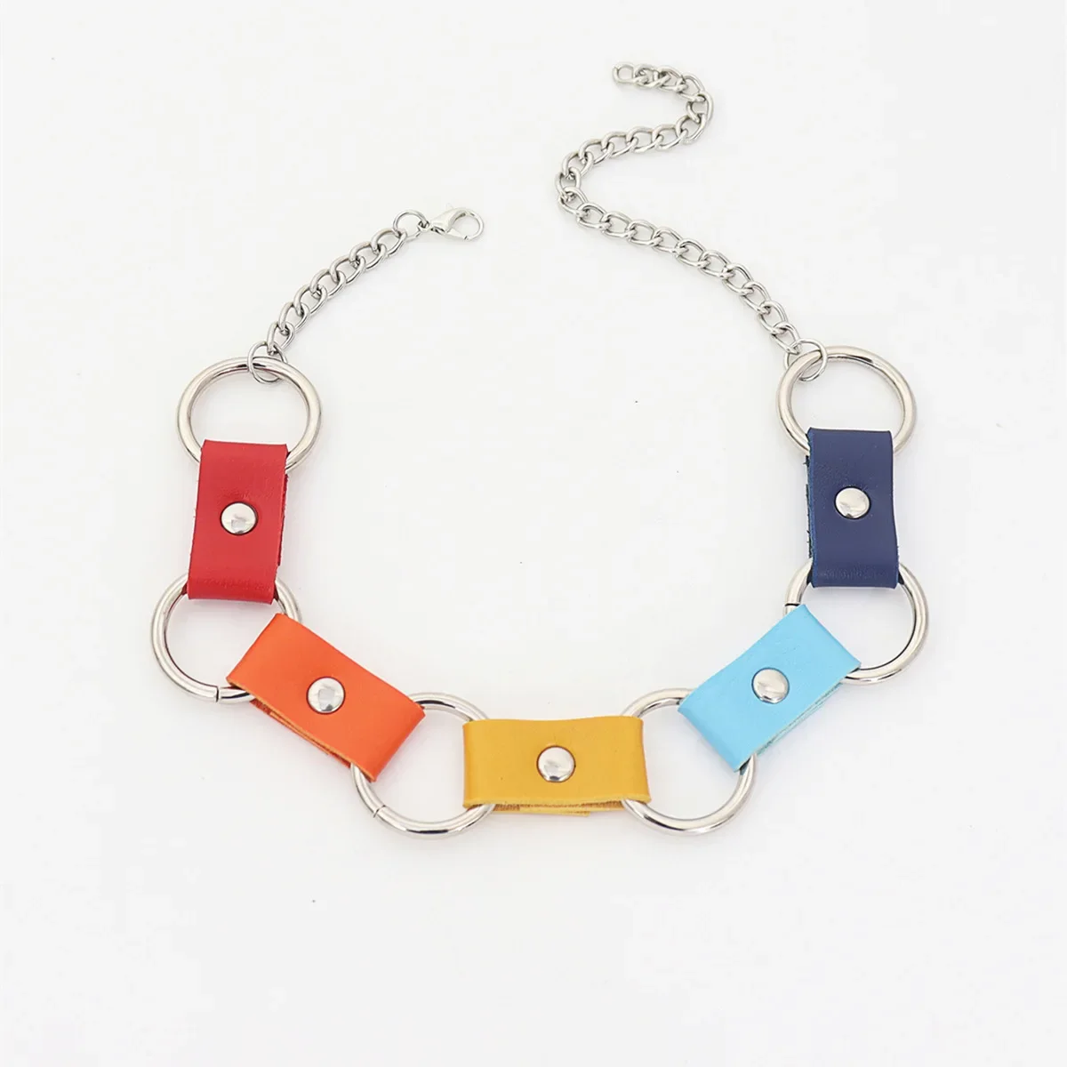 Individuality Hip hop Fashion Chroma Punk Simple Harajuku Sweet PU Leather Choker Accessory Ring Pendant