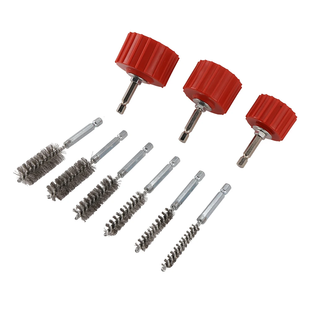 3/9PC 3/4-In Copper Pipe Cleaner Set For Power Drill 1/4\