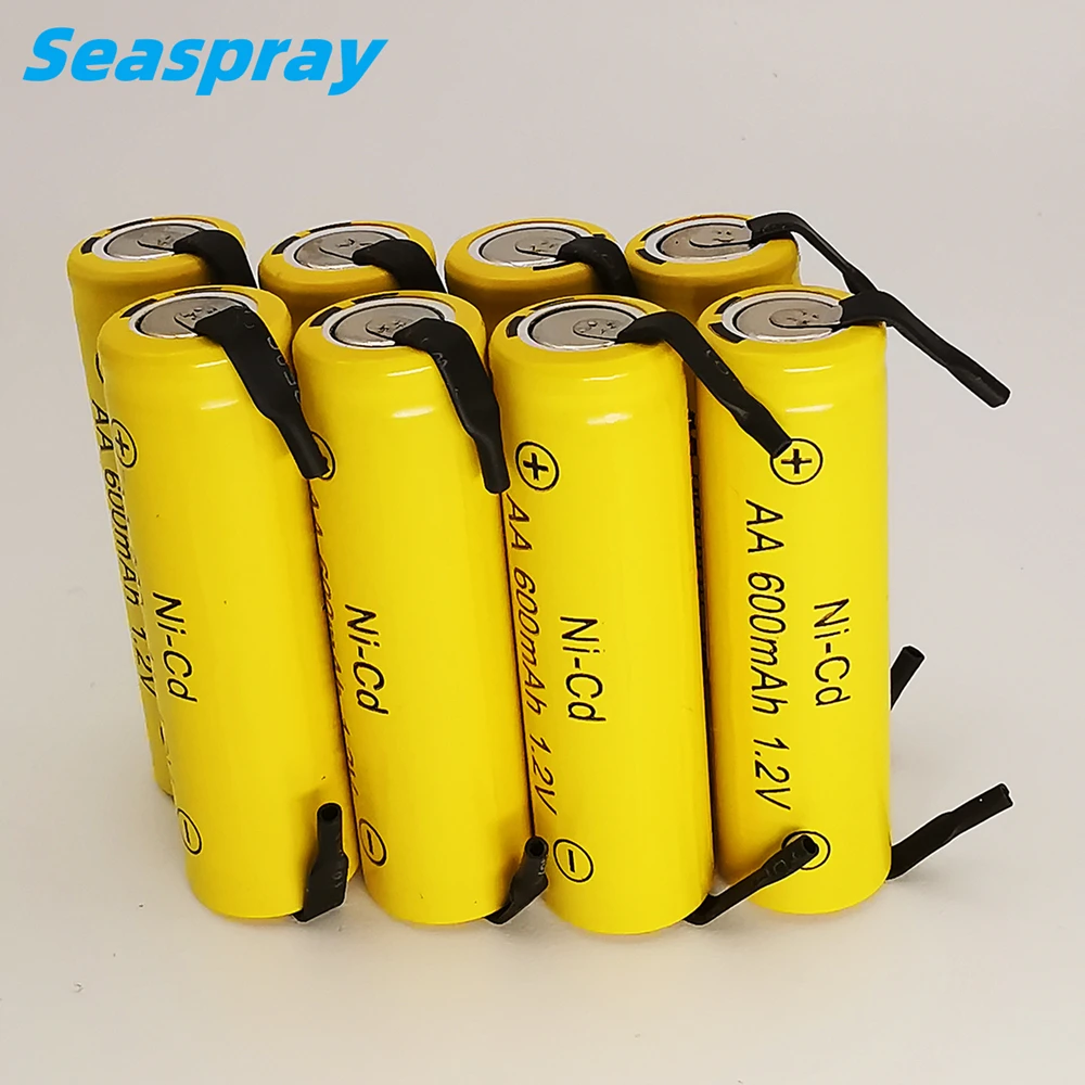 New Ni-CD 1.2V AA rechargeable battery 600mah batteries welding solder tabs for Philips electric shaver razor toothbrush