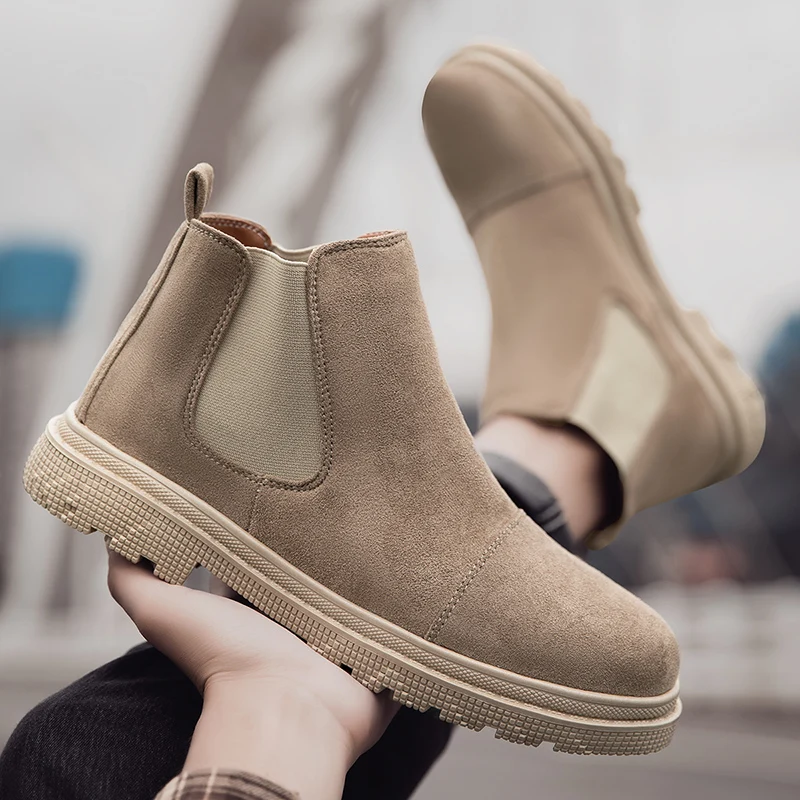 

Men Suede Leather Chelsea Boots British Style Outdoor Comortable Non Slip Mens Ankle Boots Botas Zapatos Hombre Chaussure Homme