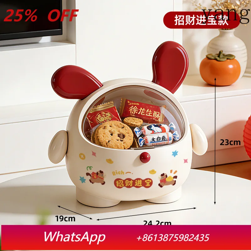 

YJQ New Year Candy Box Creative Desktop Cute Cartoon Home Living Room Snacks and Dried Fruit Storage Box