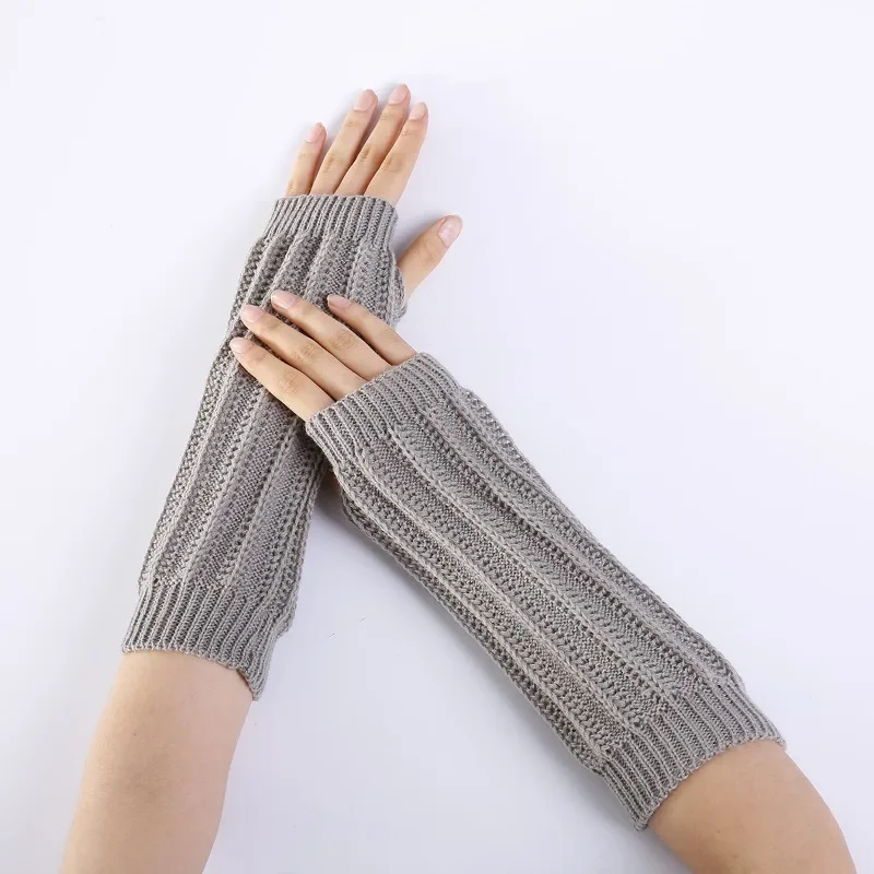 Men Women Fashion Wool Warm Arm Cover Winter New Jacquard Hanging Wood Knitted Finger Gloves Soft Elastic protective gloves
