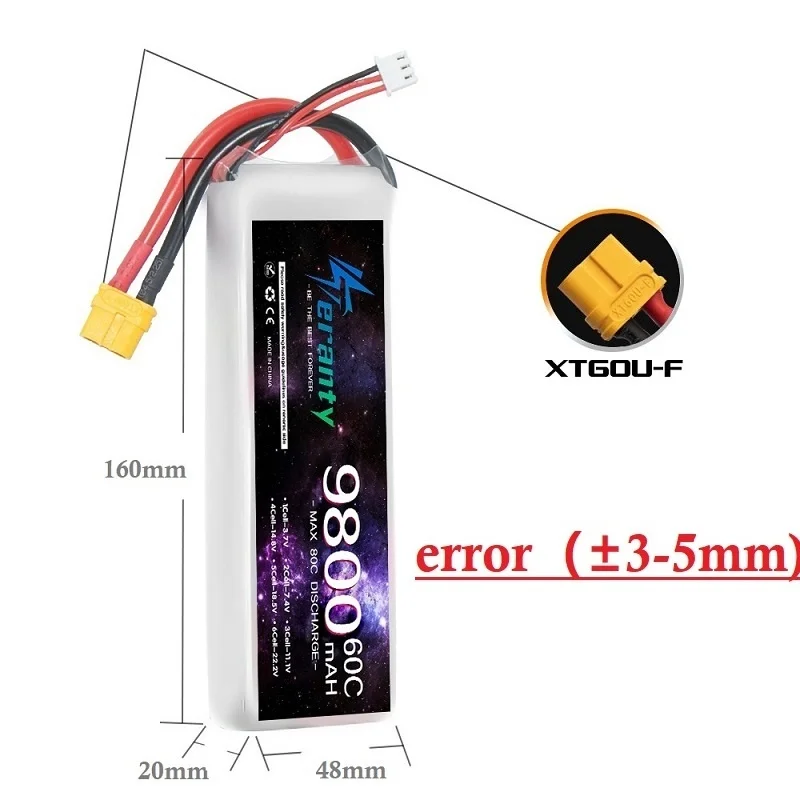 Akumulator samochodowy 2S bateria Lipo 60C 7.4V 9800MAH do części łodzi zdalnie sterowany samochód wspinający się duża stopa 4WD ze złączem Tamiya