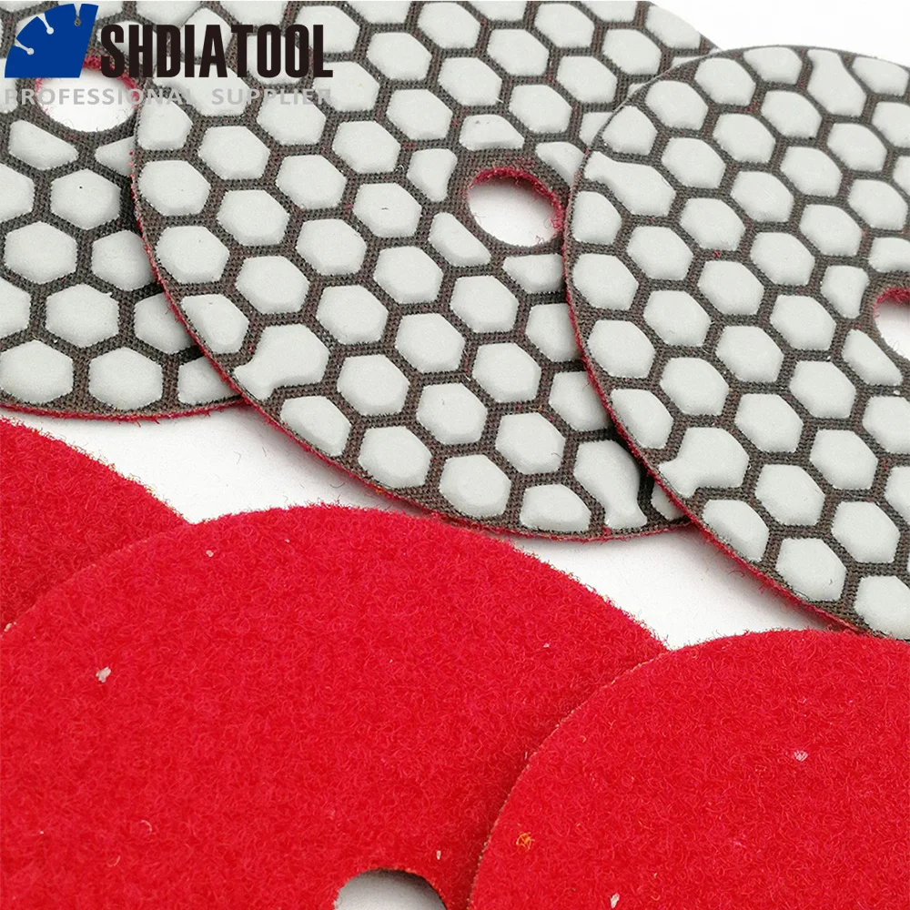 SHDIATOOL 7pcs 4inch #400 Dry Diamond Polishing Pads for Marble Dia 100MM Resin Bond Sanding Disk Disc Working Without Water