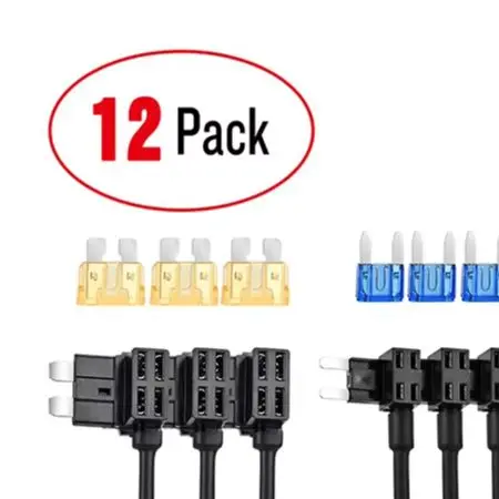 12Pack 12V Add A Circuit Fuse Holder Kit ATO For ATC ATM APM Adapter For Car Truck SUV Motorcycle Boat RV Electrical Accessories