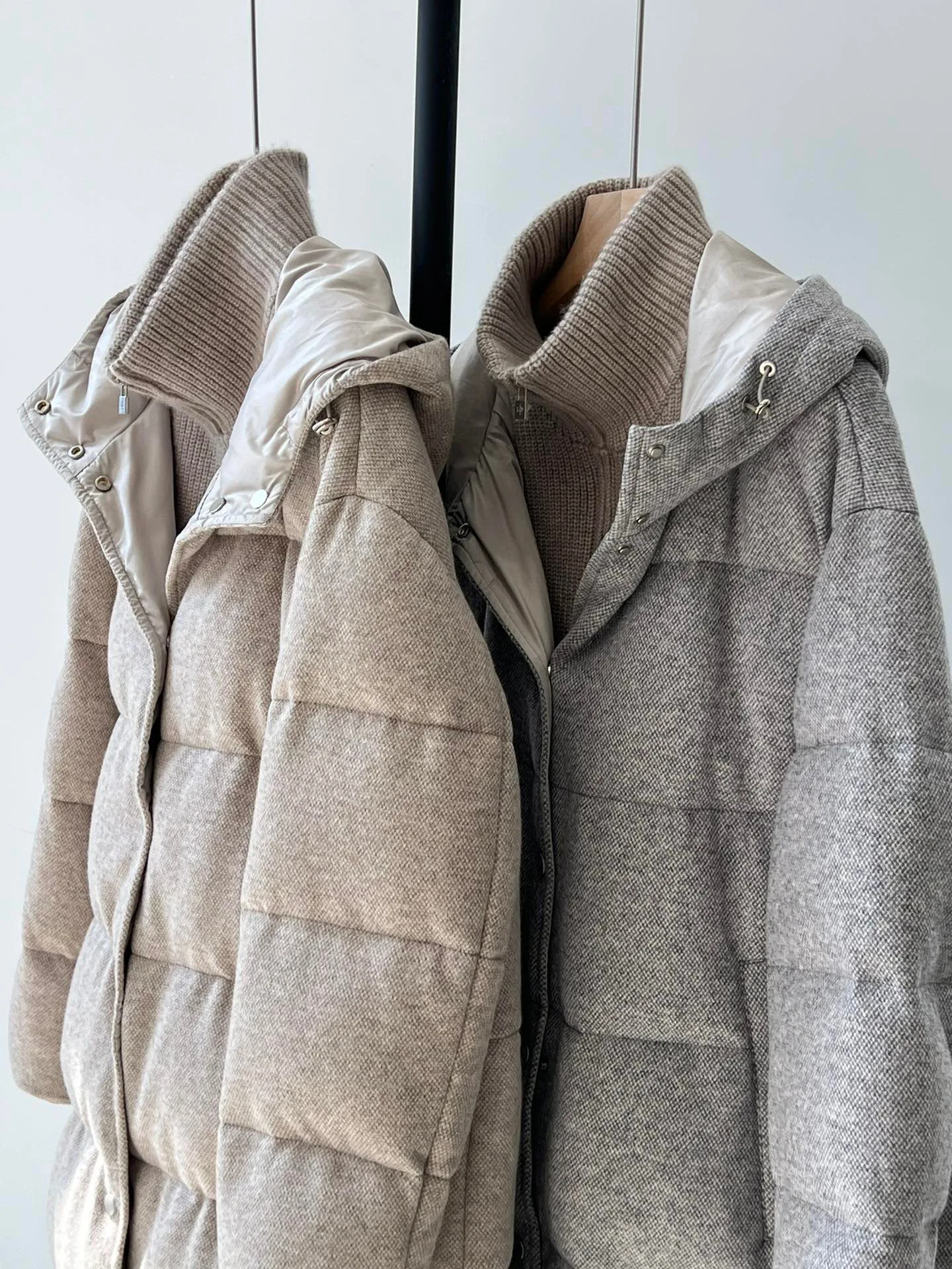 Luxurious cashmere casual hooded down coat