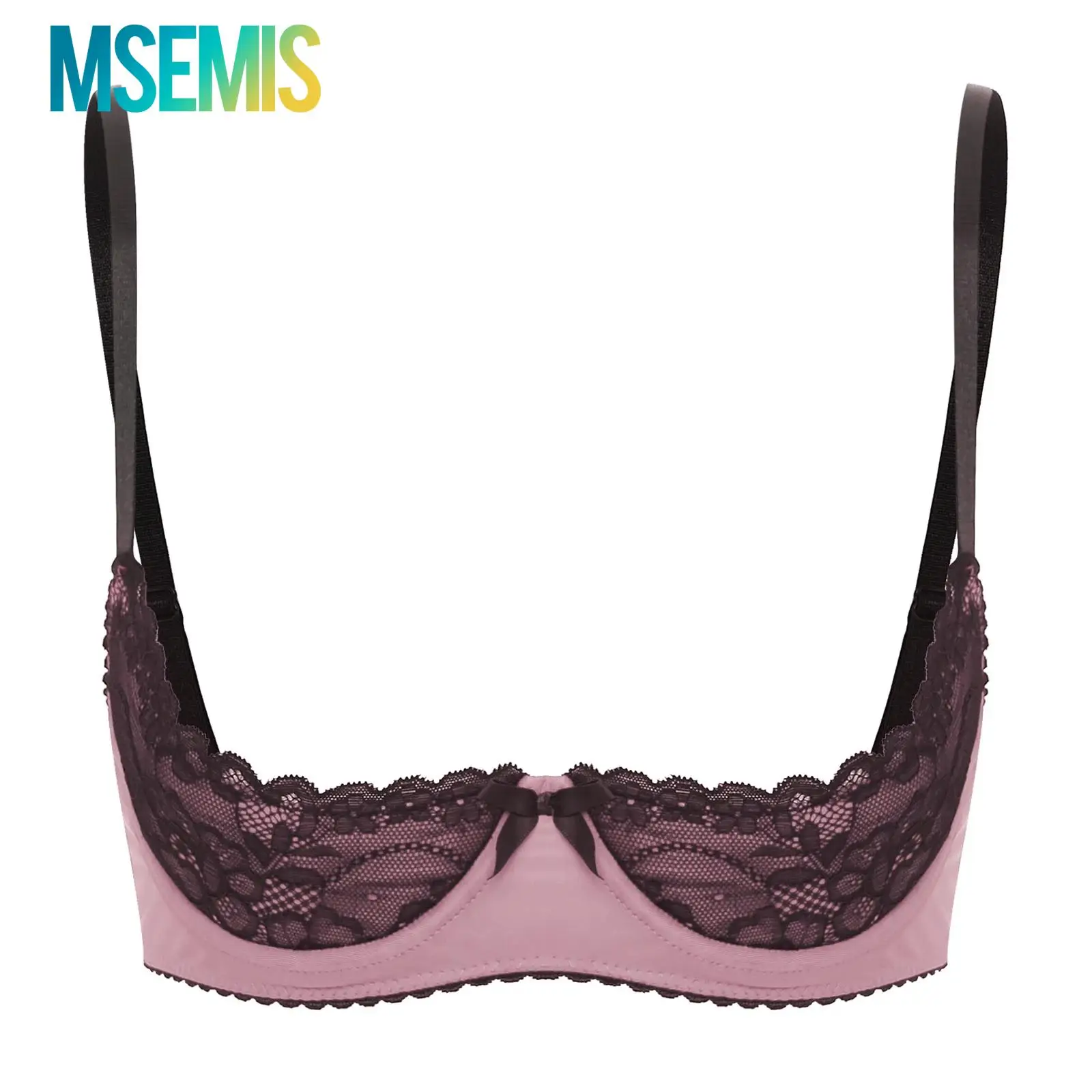 

Womens Lingerie Open Chest Nipple Bra Underwear Underwire Half Cup Bra Tops Lace Push Up Half Cup Bare Exposed Breast Balconette