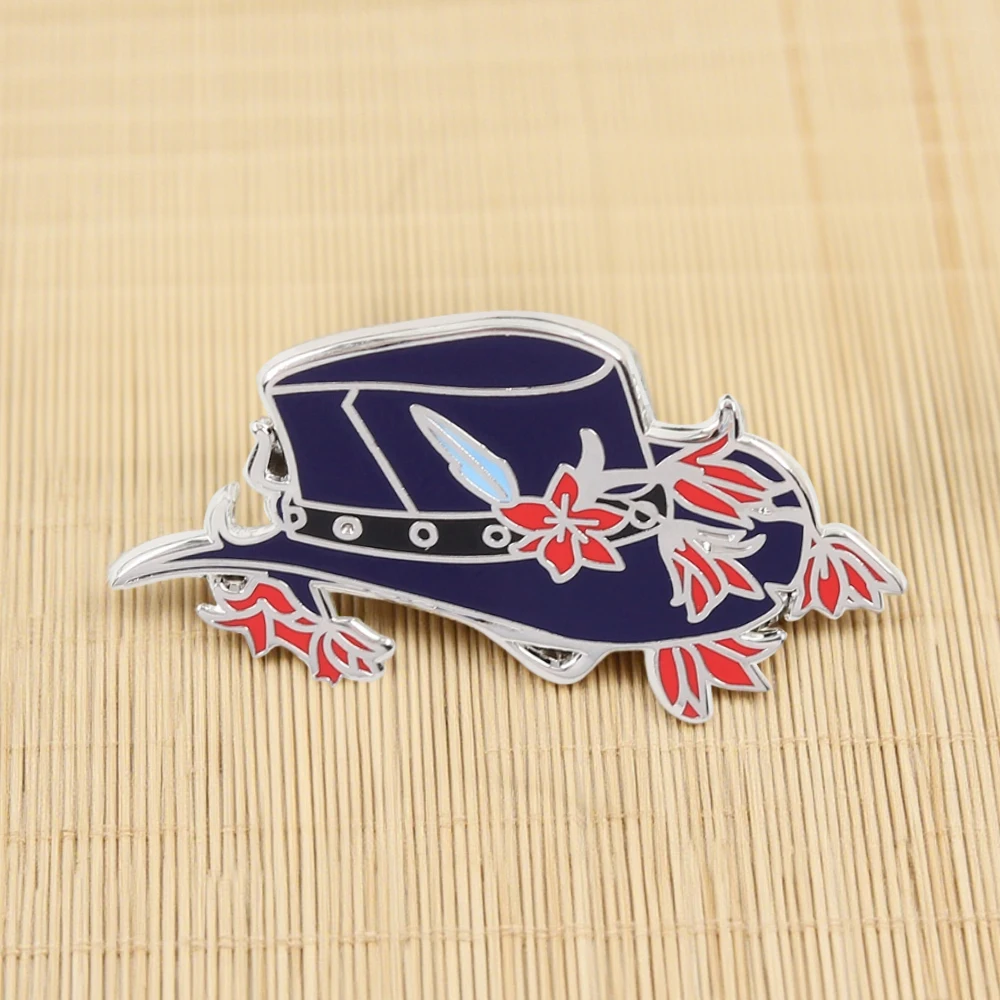 Western Cowboy Hut Blumen Reversnadel Rote Wildblume Blaue Trucker Hut Abzeichen Mode Exquisiter Schmuck Lustige Dekoration – Detail 4