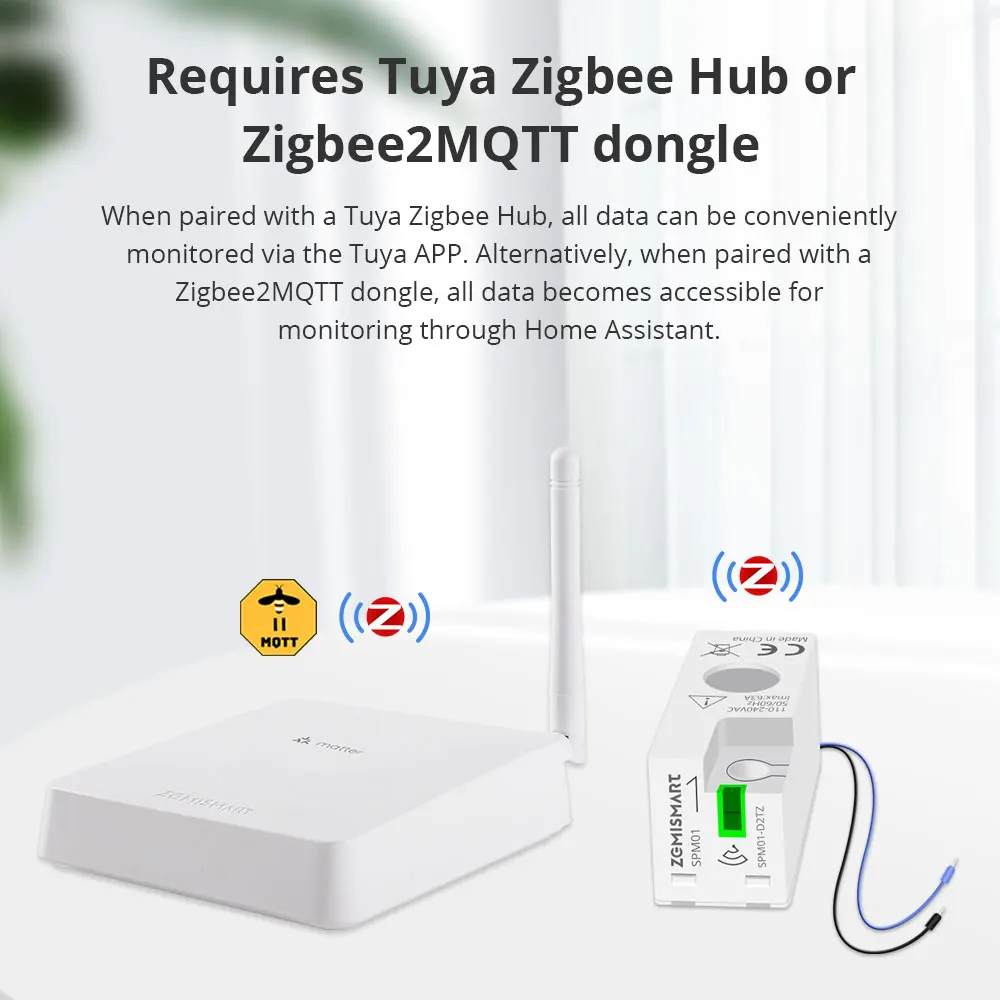 Yagusmart Zigbee WiFi Smart Energy Meter with Monitoring Alarm Smart Home Power Sensor Home Assistant Work with Tuya Smart APP