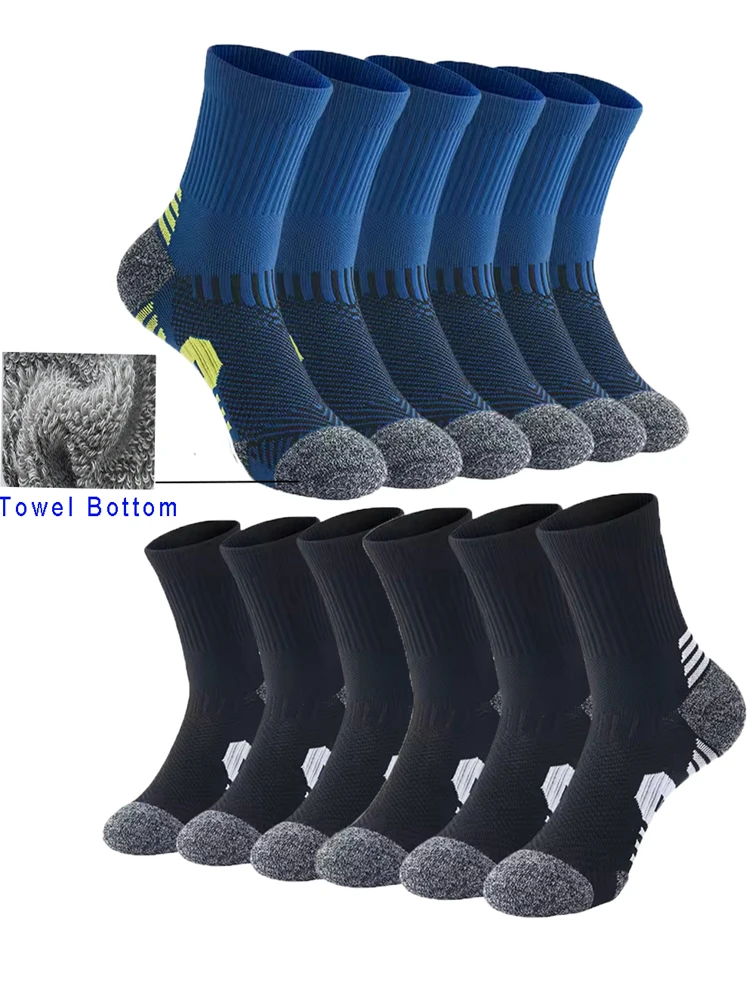 AliExpress NONE Men Sports Socks Shock-absorbing Cushion Terry Towel Basketball Cycling Running Hiking Tennis Socks for Women 1/3/6 Pairs