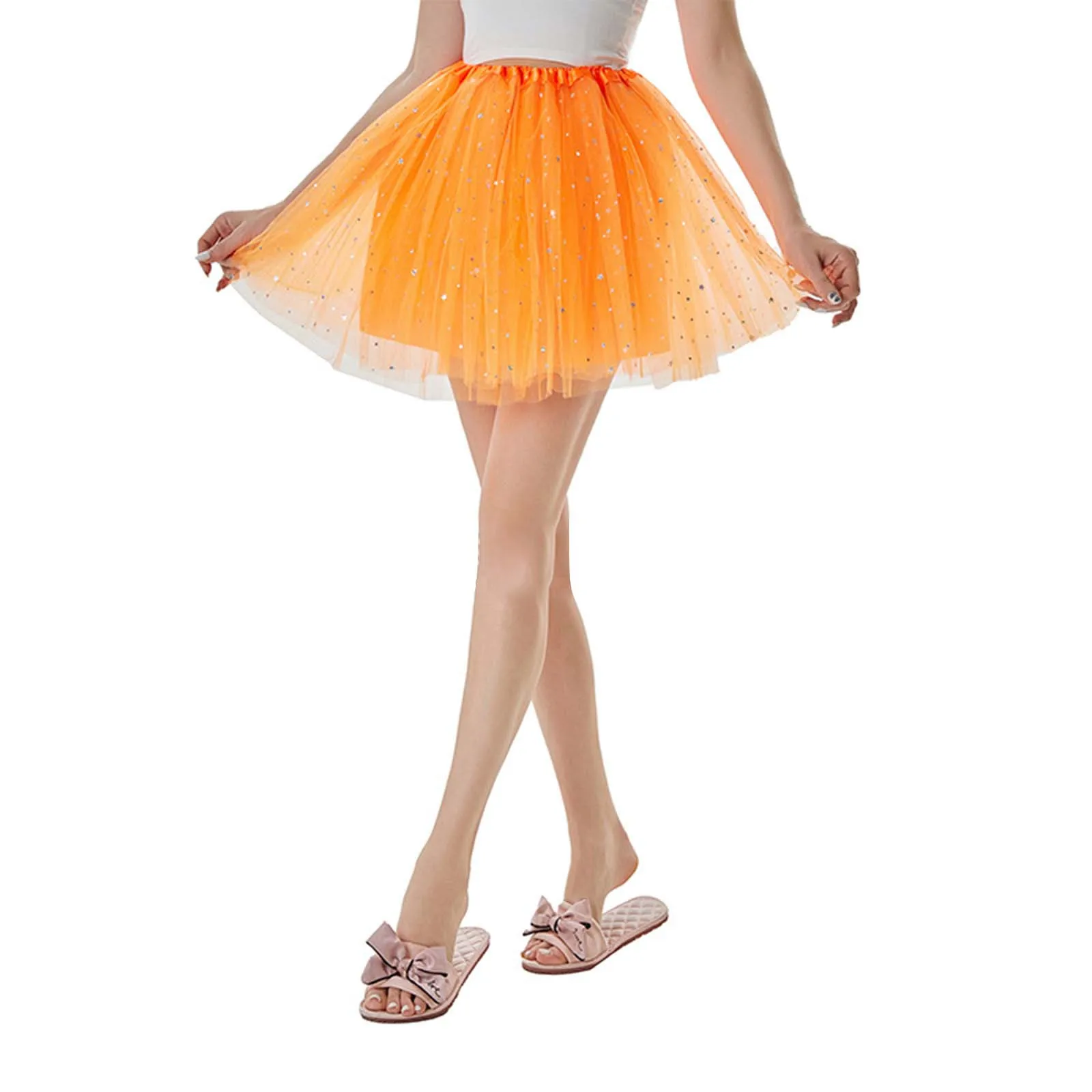 Vrouwen korte tutu rok meisje elastische taille veelkleurig patchwork tule pluizige dansfeest ballet uitvoeren festival gezwollen halve rok