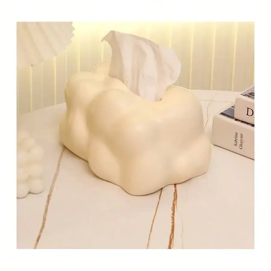 Tissue Boxes Holder Cream-Colored Living Room, Dining Room, Entryway Decoration for Tissue Storage Napkin Holder Servilletero