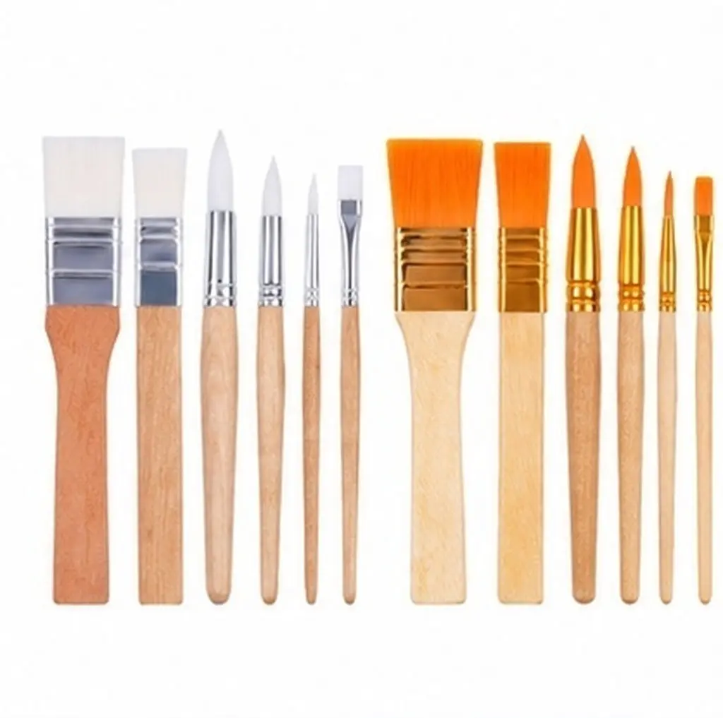 12Pcs Miniature Painting Brush Set Comfortable Wood Handle Wear-Resistant Nylon Bristle for Beginners Students Teachers Artists