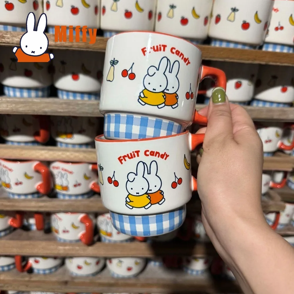 Kawaii Miffy Ceramic Mug Cute Rabbit Coffee Cup Stackable Milk Water Tumbler Breakfast Juice Porcelain Oatmeal Tableware Gift view 5