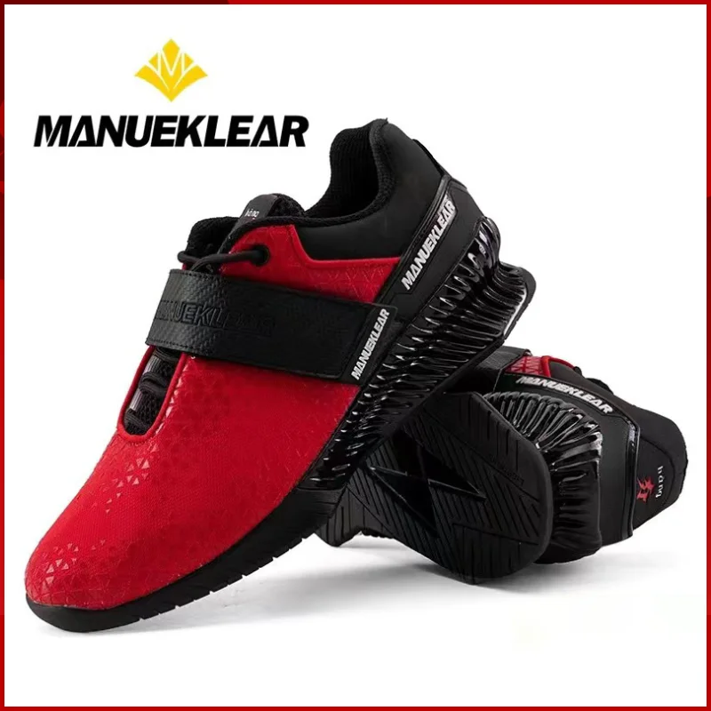 

2024 New Hook Loop Gym Weight Lifting Boots Size 36-46 Men Women Fitness Squat Shoes 3cm Heel Hard Pull Shoes