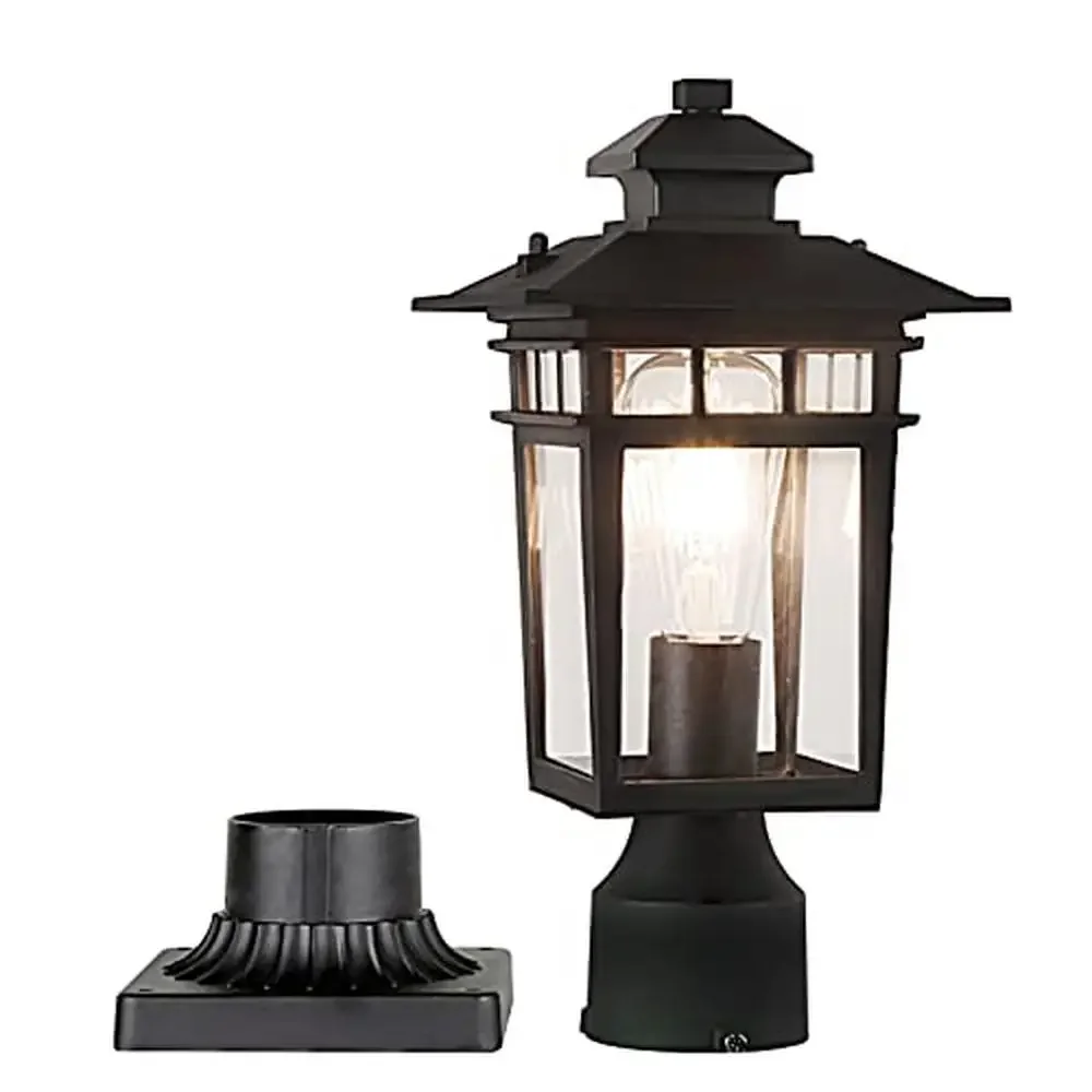 

Outdoor Black Aluminum Post Light with Clear Glass Pillar Modern Design Pier Mount Base Yard Garden Driveway Waterproof Lantern