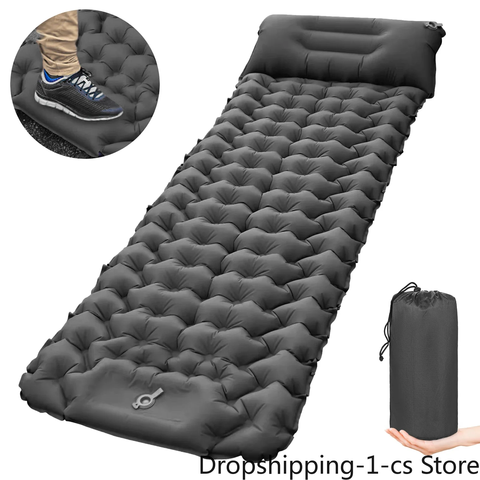 

Camping Sleeping Pad with Pillow Built-in Pump Ultralight Inflatable Sleeping Mat Waterproof Backpacking Camping Air Mattress