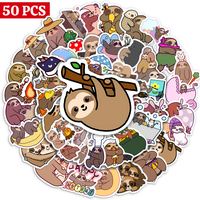 10/25/50PCS Cute Sloth Animal Cartoon Stickers for Laptop Luggage Phone Scooter Funny Vinyl Decal for Kids Girl Children Gift