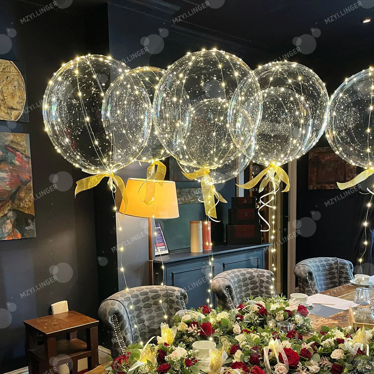 6 ballons transparents lumineux à LED pour mariages, anniversaires, enterrement de vie de jeune fille (batterie non incluse), Saint-Valentin, anniversaire