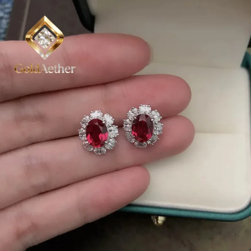 

GoldNouveau Luxury Solid Platinum PT950 Women's Fashion Egg-shaped Color 1.5 karat Diamond Stud Earrings