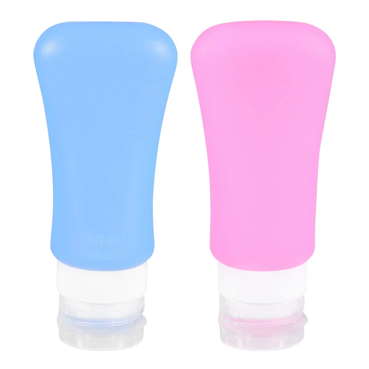 2Pcs Travel Silicone Bottles Refillable Leakproof Portable Empty Mini Dispenser Makeup Skin Pink