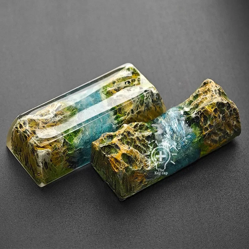 SA Autumn Jungle Mountain Resin Keycaps Epoxy 2.25U Enter Shift Light Transmitted Custom Keycaps for Mechanical Gaming Keyboard