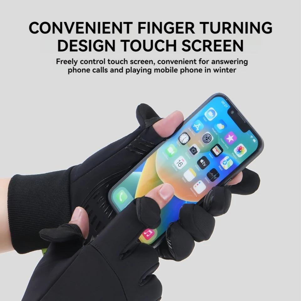 NOFOXO Windproof Cycling Touch Screen Gloves Winter Warm Full Fingers Non-slip Outdoor Sports Running Motorcycle Running Gloves