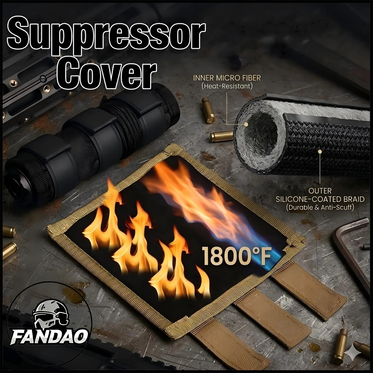 Tactical Suppressor Cover 4/5/6/7/9 Inch Silicon Lining Heat Shield Sleeve Burnproof Microfiber for Hunting Airgun Shooting Gear