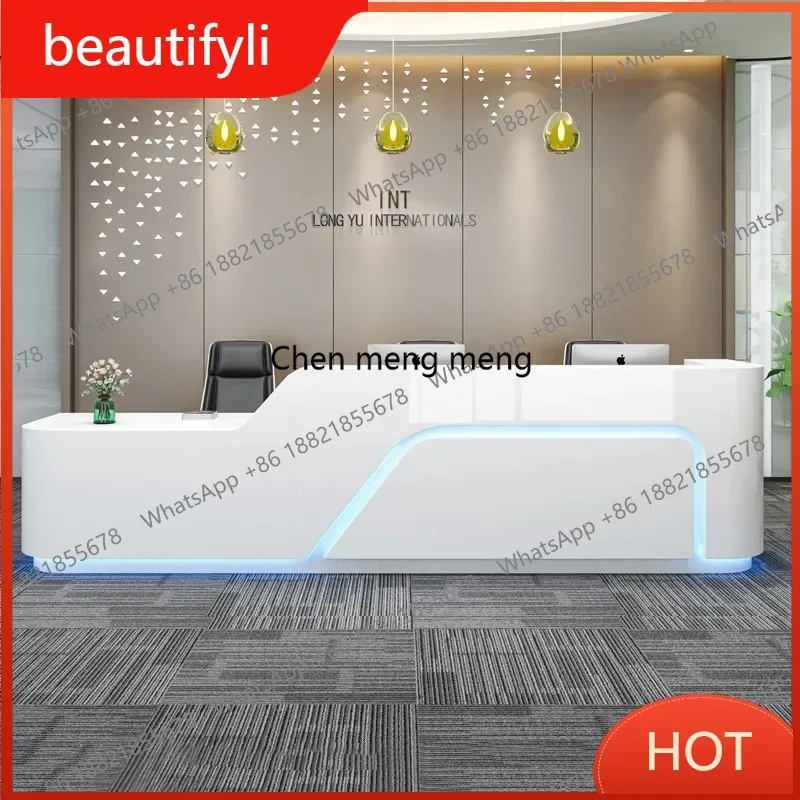 

A139 Service Reception Desk Modern Business Luxury Elegant Office Reception Desk Beauty Salon Curved Mesa De Centro Corner Furni