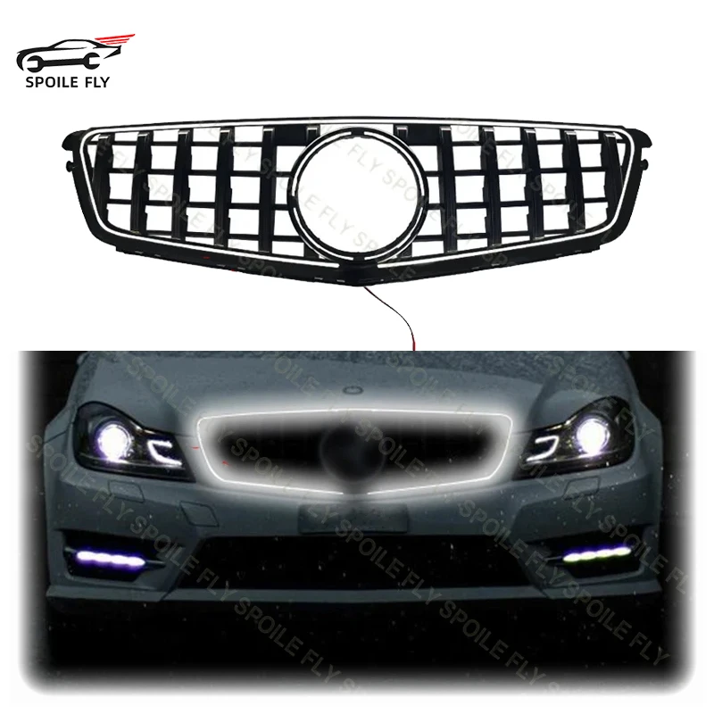 

2007 To 2014 For Mercedes Benz C-Class W204 C200 C300 C350 C300 AMG GT Style LED Lamp Grills Emits Light Front Grill Body Kit