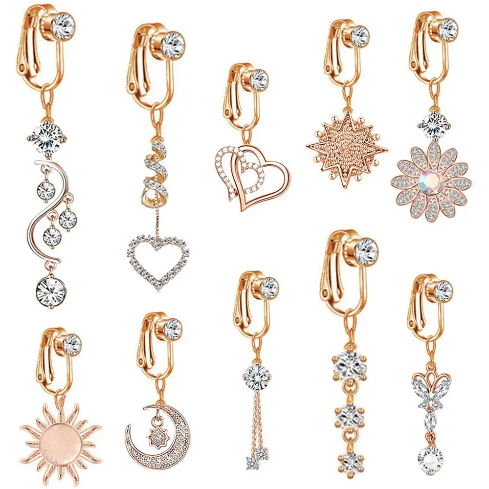 Clip de cartílago de circón, Piercing falso, anillos para ombligo, joyería para el cuerpo, Clip para ombligo, anillos para ombligo falso