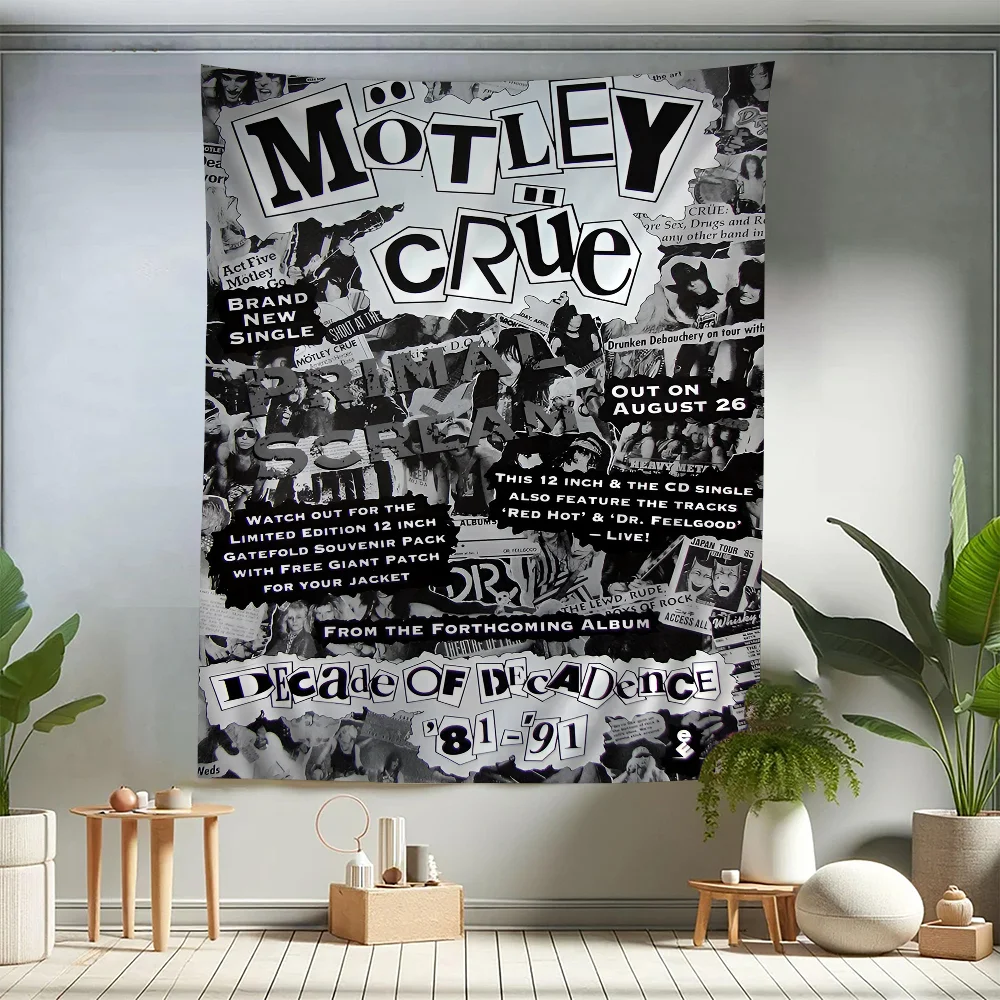 Motley C-crues Rock Anime Hippie Wall Hanging Tapestries Art Science Fiction Room Home Decor Kawaii Room Decor